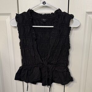 Rails Black Ruffled Blouse